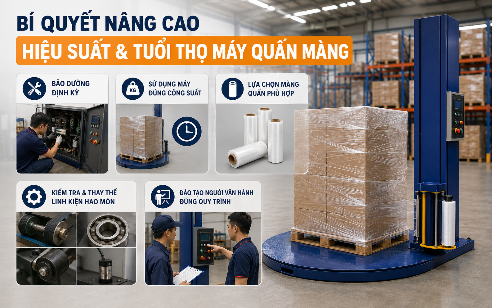 Bí quyết nâng cao hiệu suất và tuổi thọ máy quấn màng