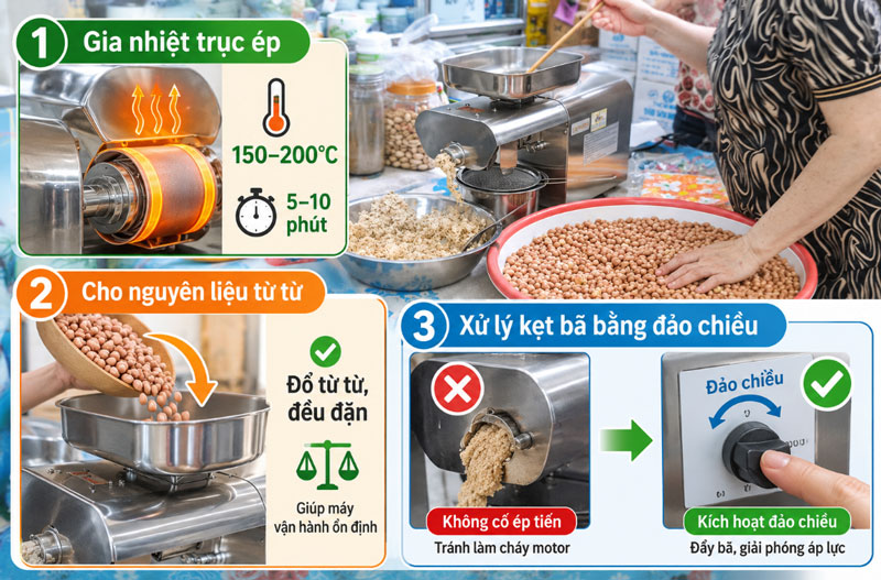 Quy trình vận hành máy ép dầu đúng kỹ thuật