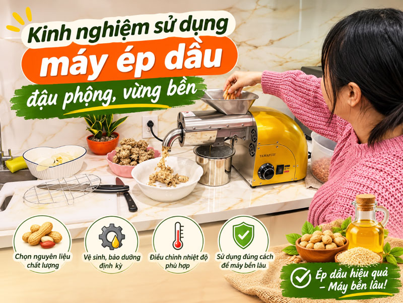Kinh nghiệm sử dụng máy ép dầu đậu phộng, vừng bền