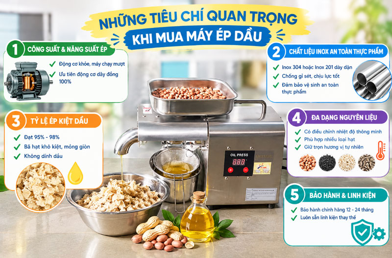 Mua máy ép dầu lạc, dầu thực vật các loại ở đâu giá tốt?