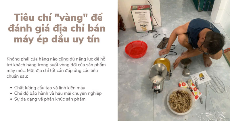 Mua máy ép dầu lạc gia đình ở đâu tốt? Top địa chỉ uy tín