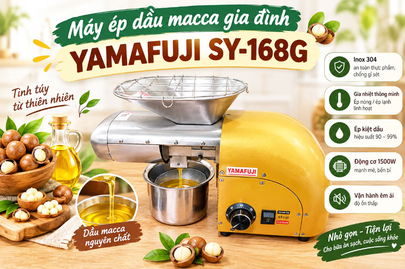 Máy ép dầu macca gia đình Yamafuji SY-168G