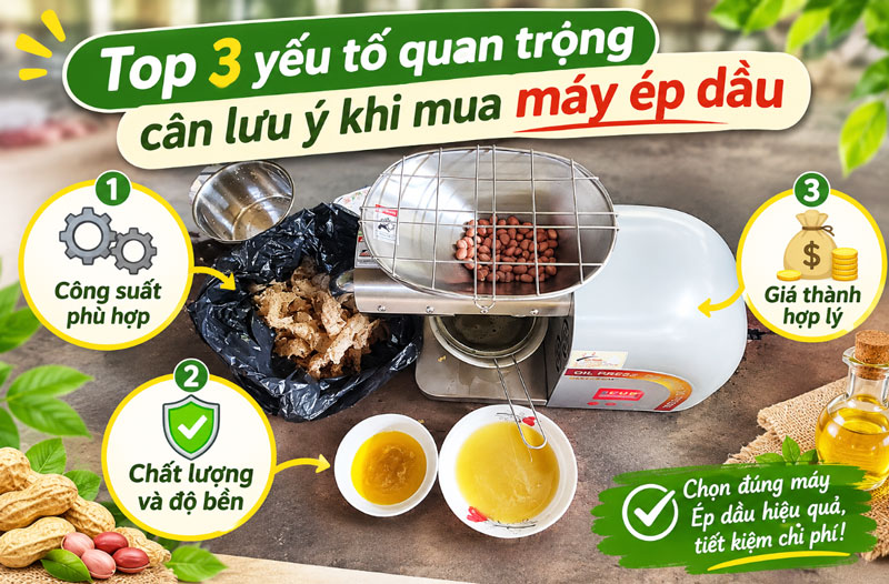 Top 3 yếu tố quan trọng cần lưu ý khi mua máy ép dầu