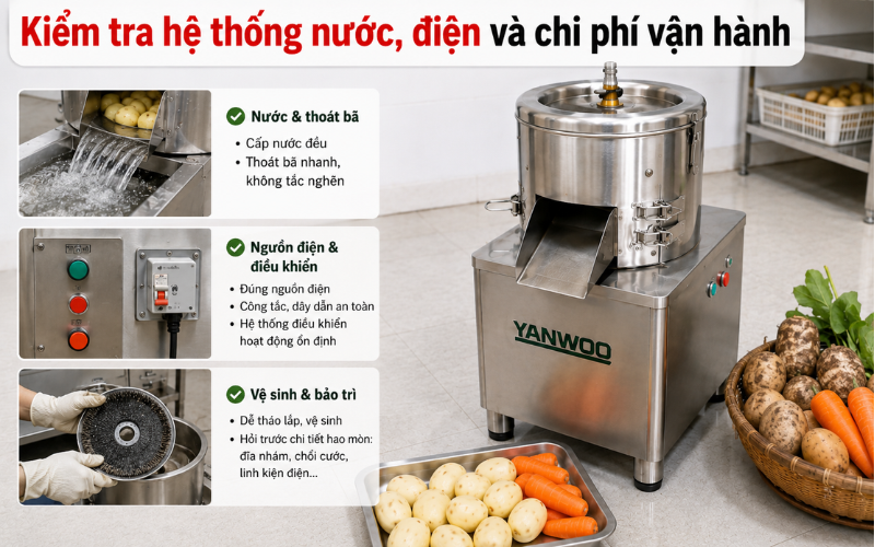  Kiểm tra hệ thống nước, điện và chi phí vận hành