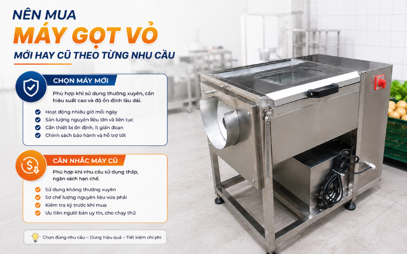 Nên mua máy gọt vỏ mới hay cũ theo từng nhu cầu