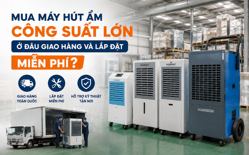Mua máy hút ẩm công suất lớn ở đâu giao hàng và lắp đặt miễn phí?