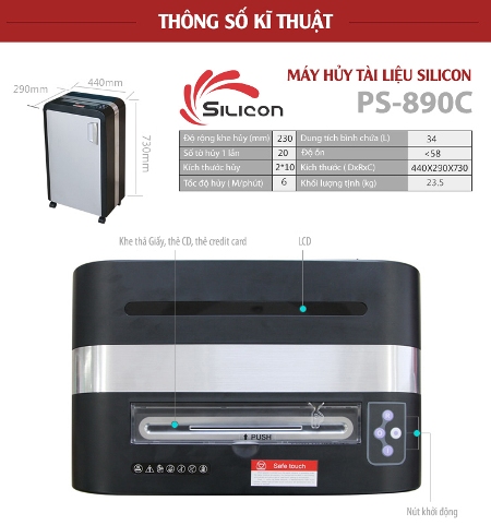 Máy huỷ tài liệu Silicon PS-890C