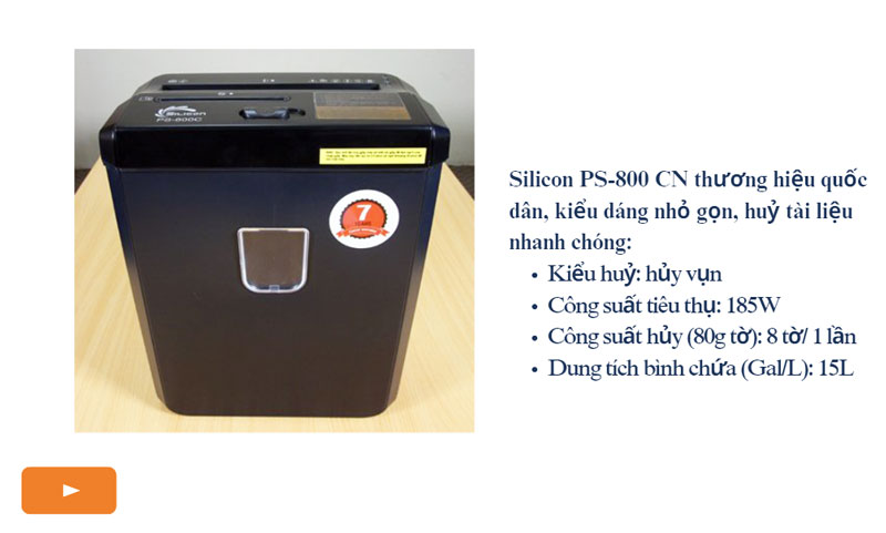 Máy hủy tài liệu Silicon PS-800 CN
