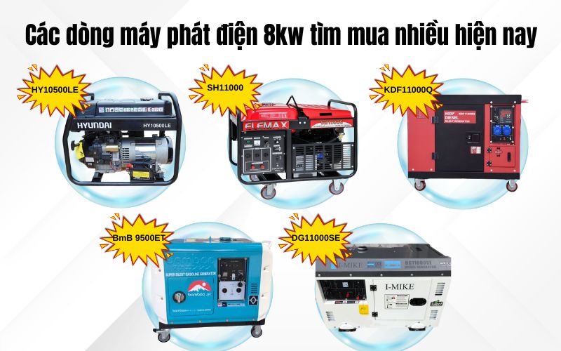 Các dòng máy phát điện 8kw được tìm mua nhiều hiện nay