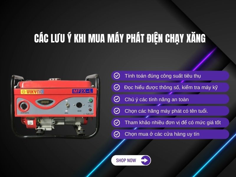 Các lưu ý khi mua máy phát điện chạy xăng