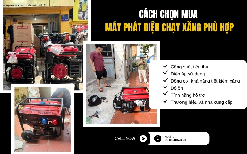 Cách chọn mua máy phát điện chạy xăng phù hợp
