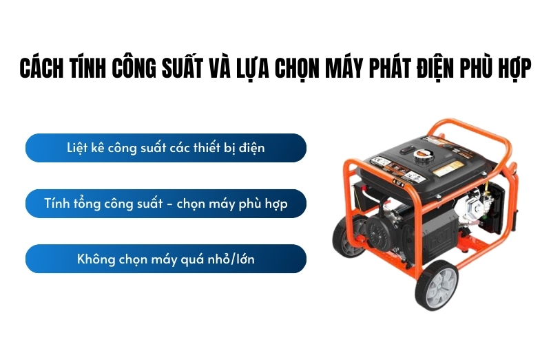Cách tính công suất và lựa chọn máy phát điện phù hợp