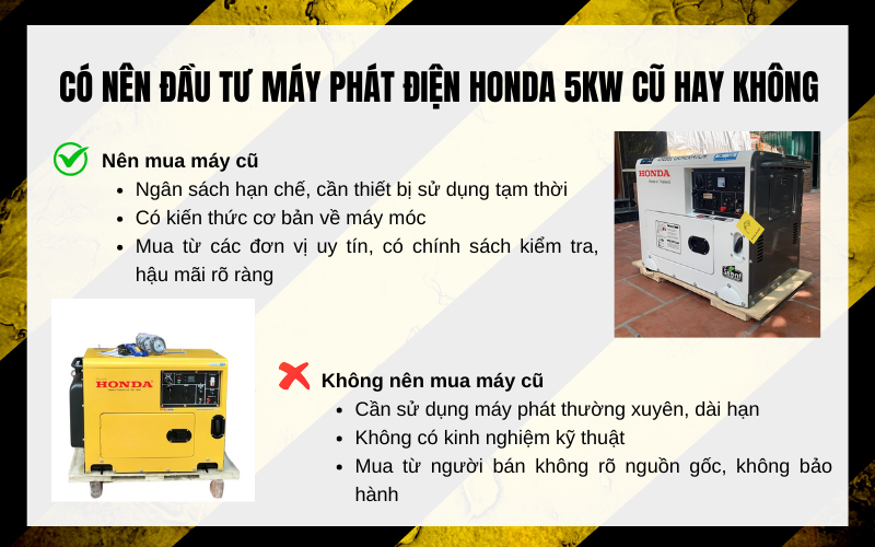 Có nên đầu tư máy phát điện Honda 5kW cũ hay không
