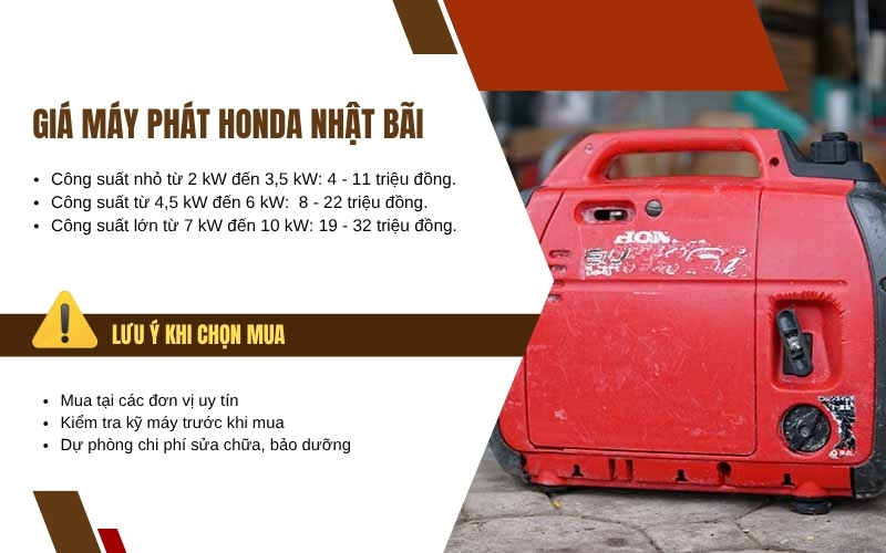 Giá máy phát điện Honda nhật bãi