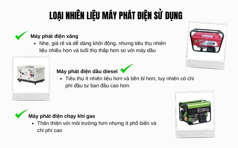 Loại nhiên liệu máy phát điện sử dụng