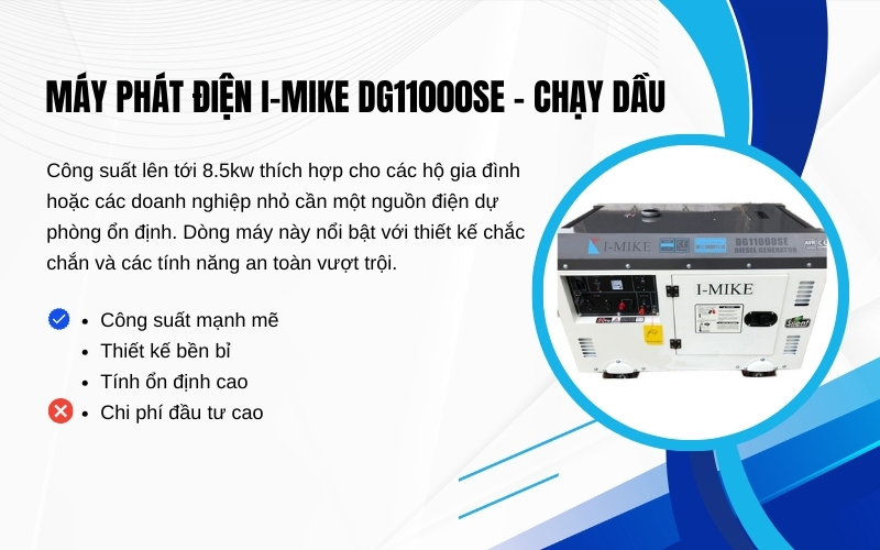 Máy phát điện I-Mike DG11000SE - chạy dầu