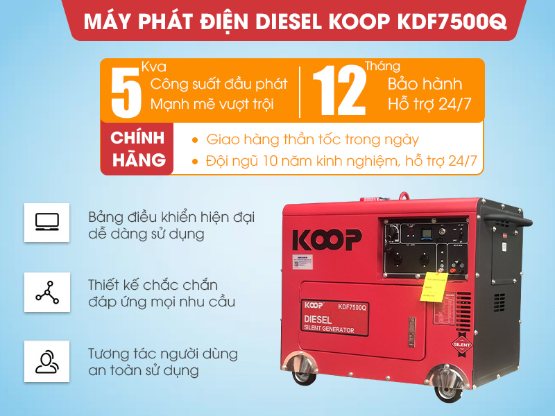 Máy phát diesel KOOP KDF7500Q (5kva)