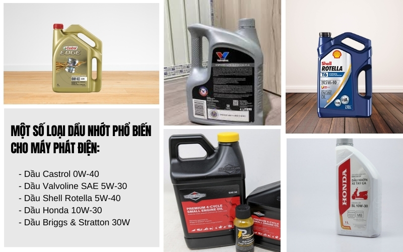 Một số loại dầu nhớt phổ biến cho máy phát điện