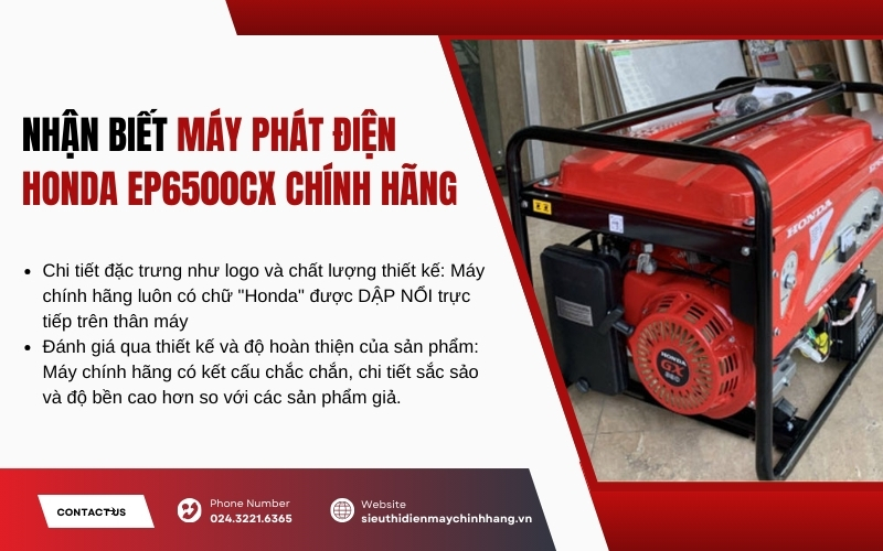 Nhận biết máy phát điện Honda EP6500CX chính hãng