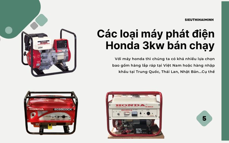 Các loại máy phát điện Honda 3kw bán chạy