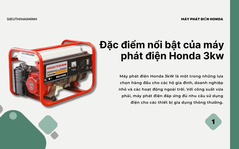 Đặc điểm nổi bật của máy phát điện Honda 3kw