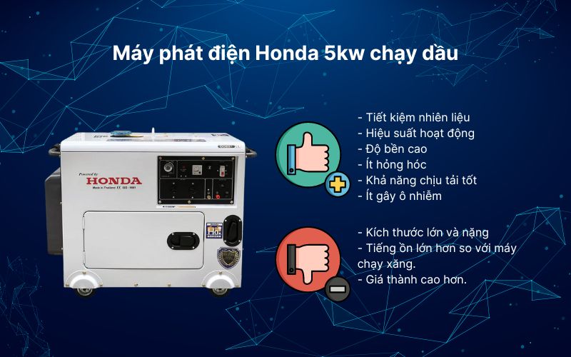 Máy phát điện Honda 5kw chạy dầu