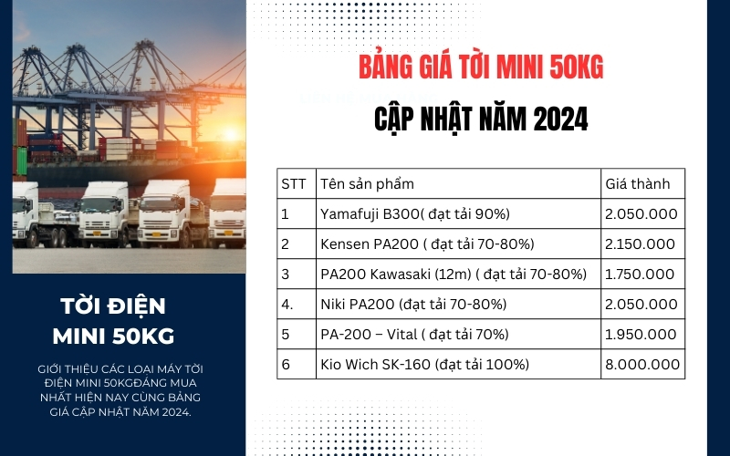 Bảng giá tời mini 50kg cập nhật năm 2024