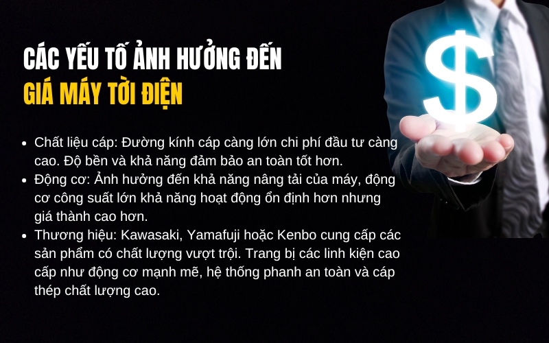 Các yếu tố ảnh hưởng đến giá máy tời điện