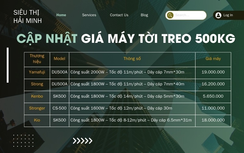 Cập nhật giá máy tời treo 500kg trên thị trường