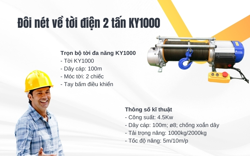 Đôi nét về tời điện 2 tấn KY1000