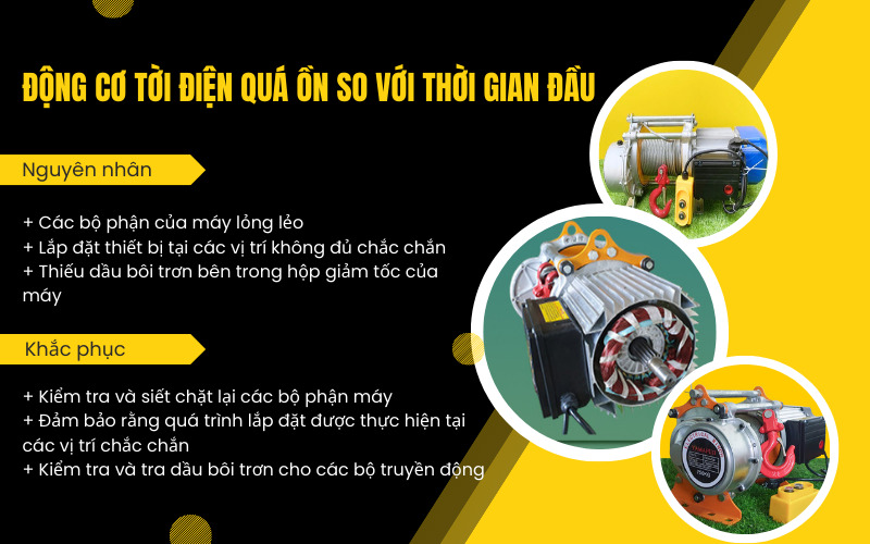 Động cơ máy tời điện quá ồn so với thời gian đầu