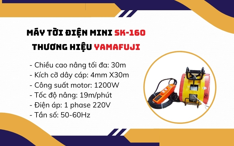 Máy tời điện mini SK-160 thương hiệu Yamafuji