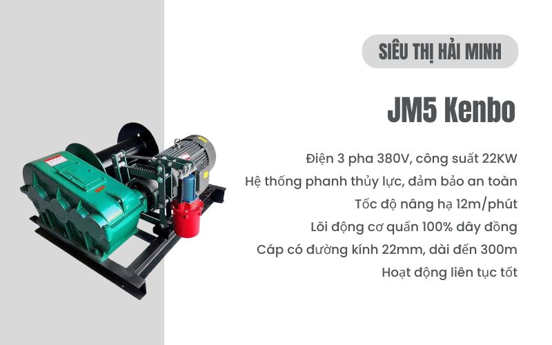 Máy tời mặt đất JM5 Kenbo tải trọng 5000kg