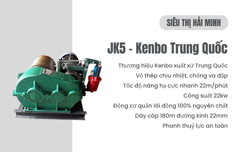 Tời điện JK5 tải trọng 5000kg – Kenbo Trung Quốc