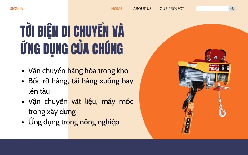 Tời điện di chuyển và ứng dụng của chúng