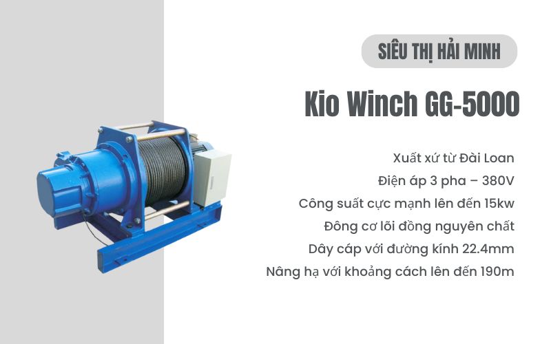Tời điện mặt đất 5 tấn Kio Winch GG-5000