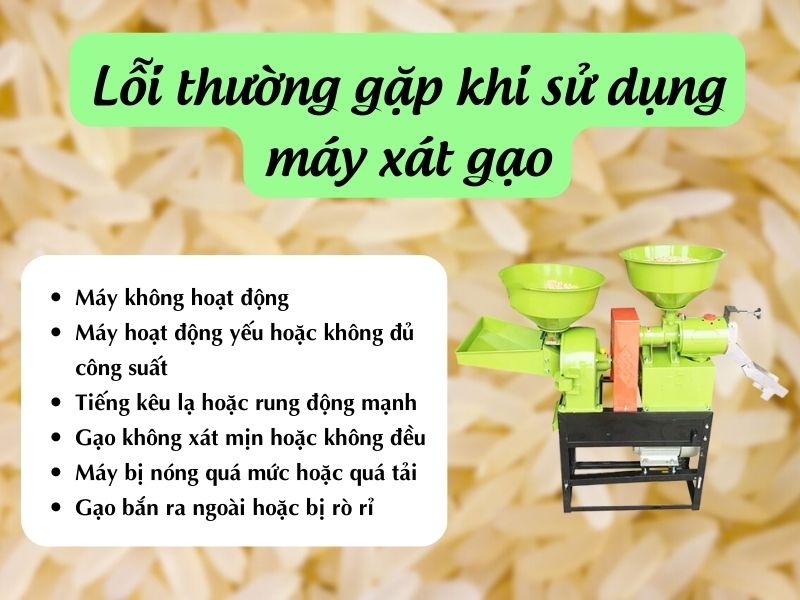 Lỗi thường gặp khi sử dụng máy xát gạo