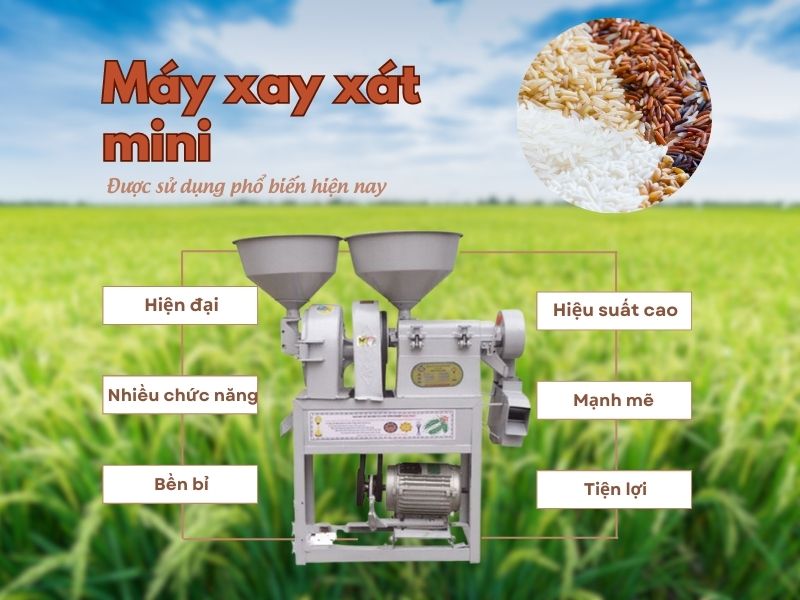 Máy xát gạo mini được sử dụng phổ biến hiện nay