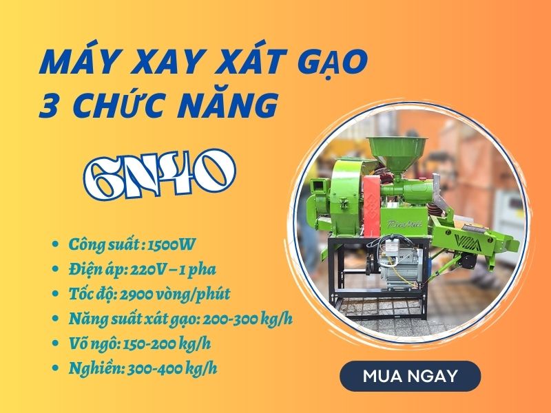 Máy xay xát gạo 3 chức năng 6N40 chất lượng, giá rẻ