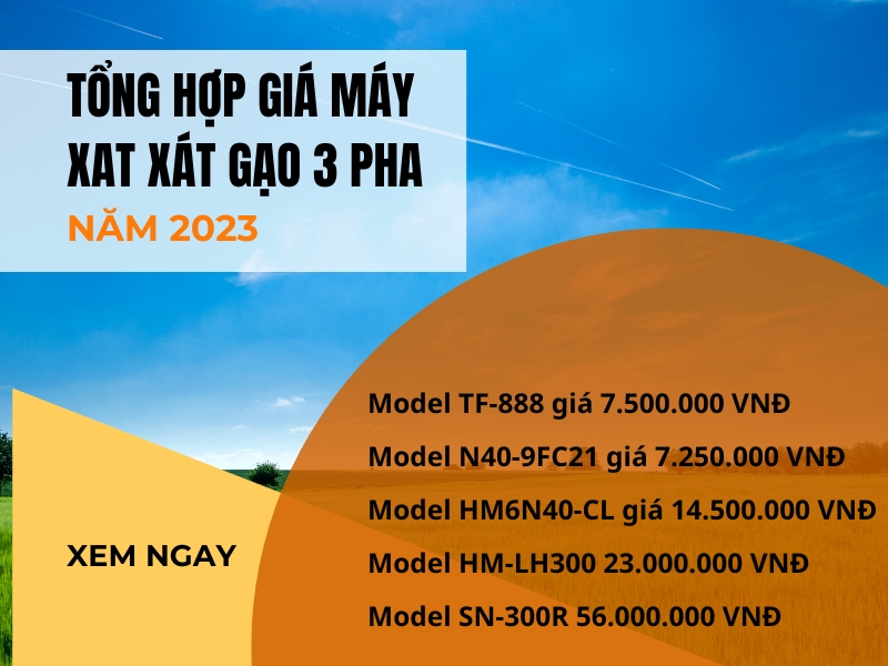 Tổng hợp giá máy xay xát gạo 3 pha năm 2023