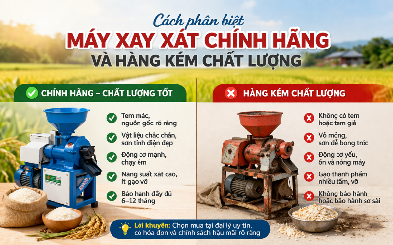 Cách phân biệt máy xay xát chính hãng và hàng kém chất lượng