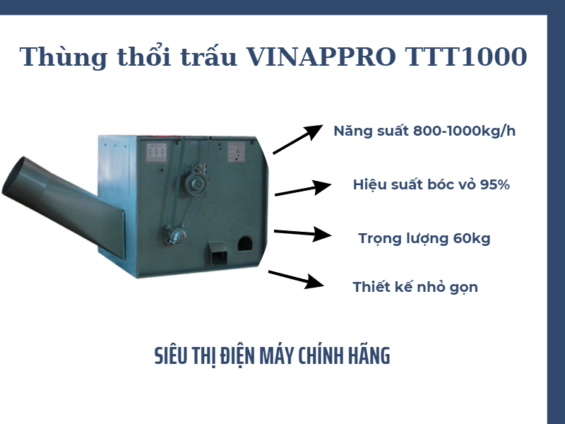 Các đặc điểm của thùng thổi trấu VINAPPRO TTT1000