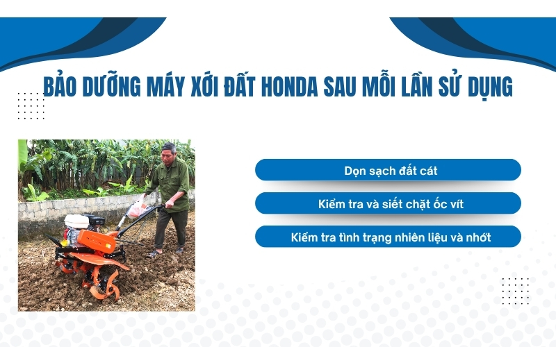 Bảo dưỡng máy xới đất Honda sau mỗi lần sử dụng