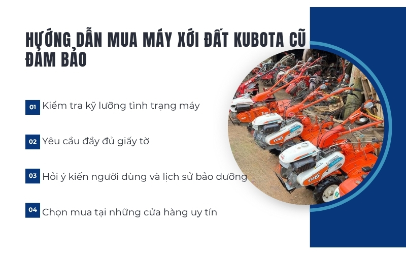 Hướng dẫn mua máy xới đất Kubota cũ đảm bảo