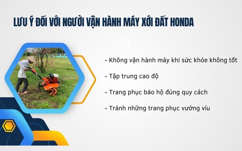Lưu ý đối với người vận hành máy xới đất Honda