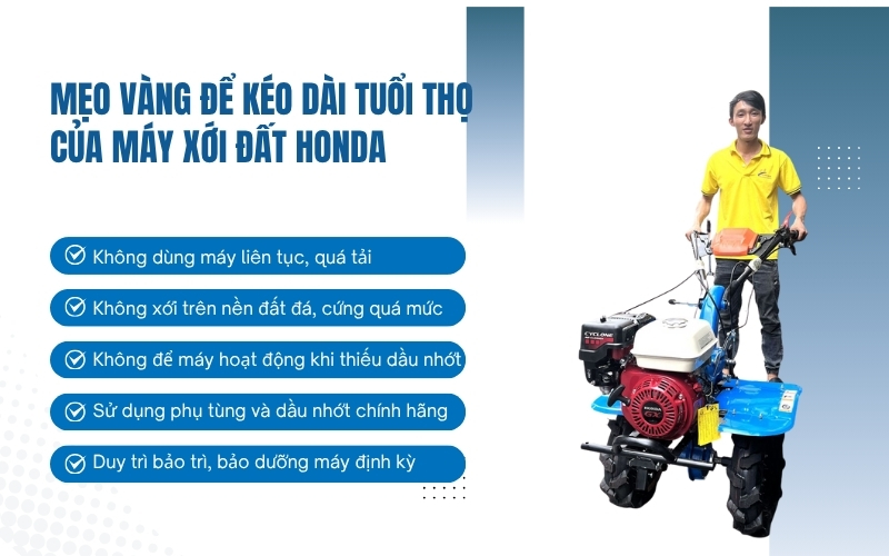 Mẹo vàng để kéo dài tuổi thọ của máy xới đất Honda