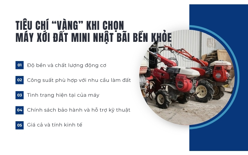 Tiêu chí “vàng” khi chọn máy xới đất mini Nhật bãi bền khỏe