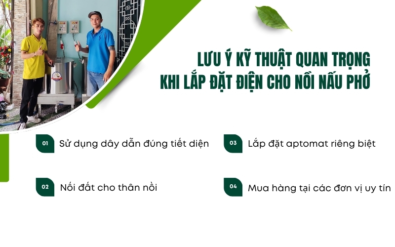 Lưu ý kỹ thuật quan trọng khi lắp đặt điện cho nồi nấu phở