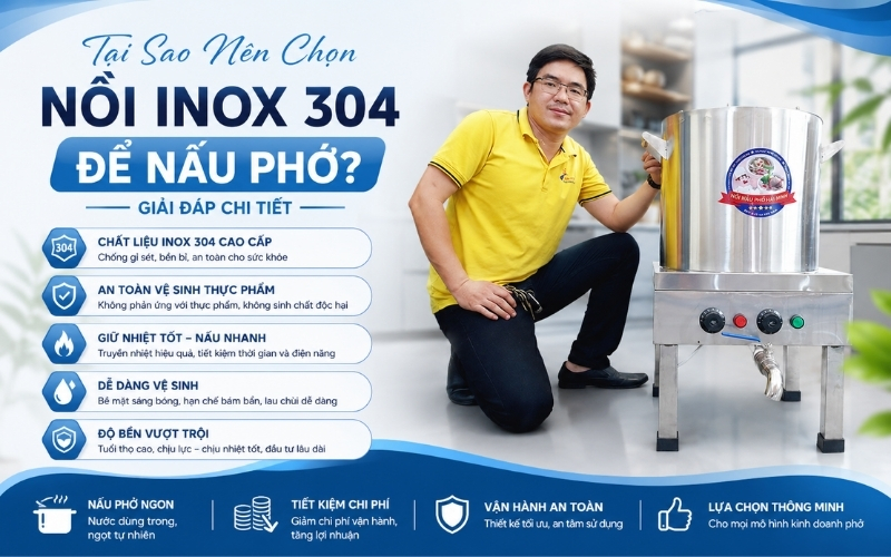 Tại Sao Nên Chọn Nồi Inox 304 Để Nấu Phở? Giải Đáp Chi Tiết