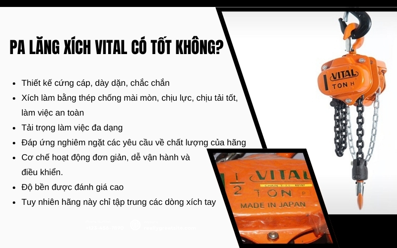 Pa lăng xích Vital có tốt không